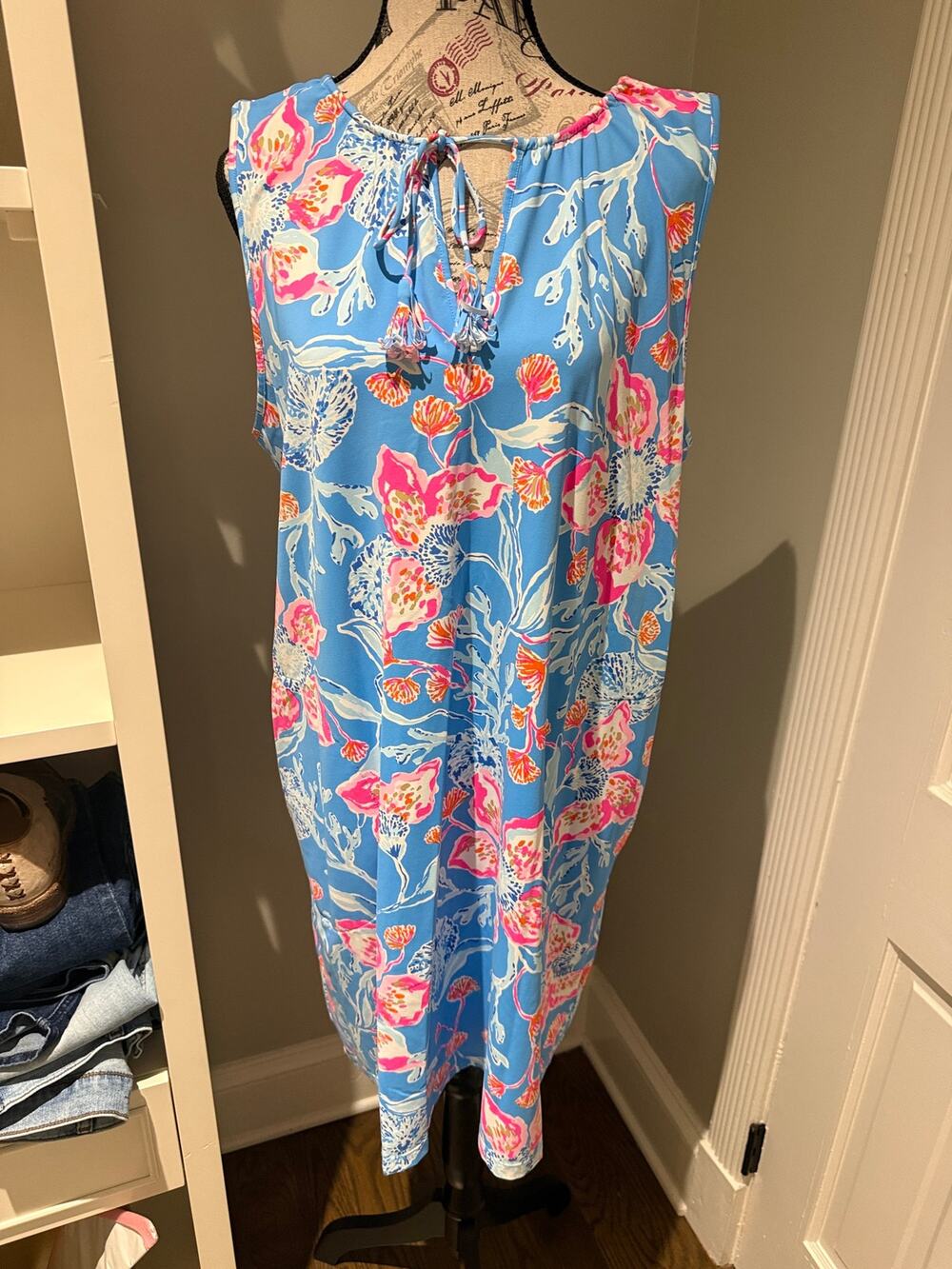 Lilly Pulitzer | Dresses | Lilly Pulitzer Xl Stretchy Gorgeous Dress Blue Pink Like New
